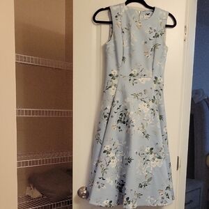 Calvin Klein Collection Light Blue Floral Midi Dress